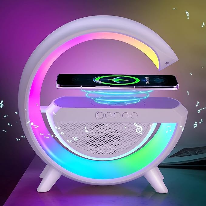 3 in 1 Multi-Function Bluetooth Speaker with Wireless Fast Charging, RGB Light and Sunrise Alarm Clock(Multicolour Pack of 1)