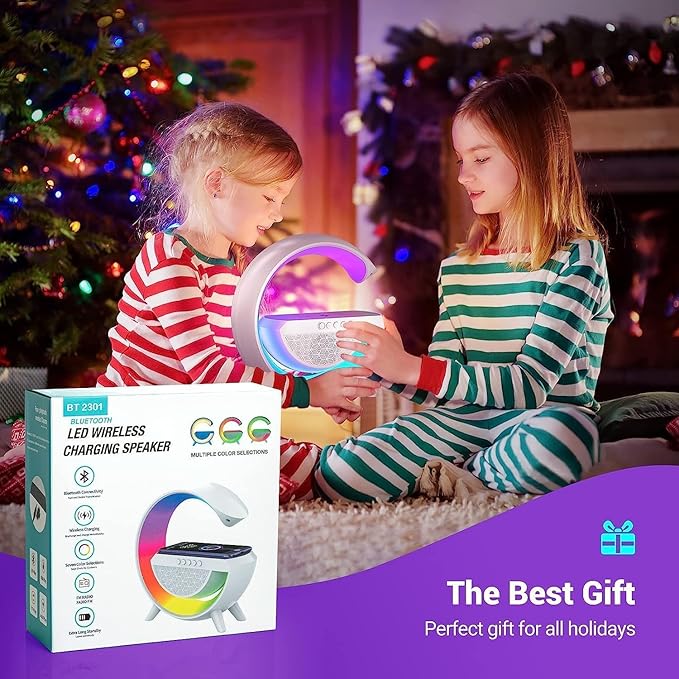 3 in 1 Multi-Function Bluetooth Speaker with Wireless Fast Charging, RGB Light and Sunrise Alarm Clock(Multicolour Pack of 1)